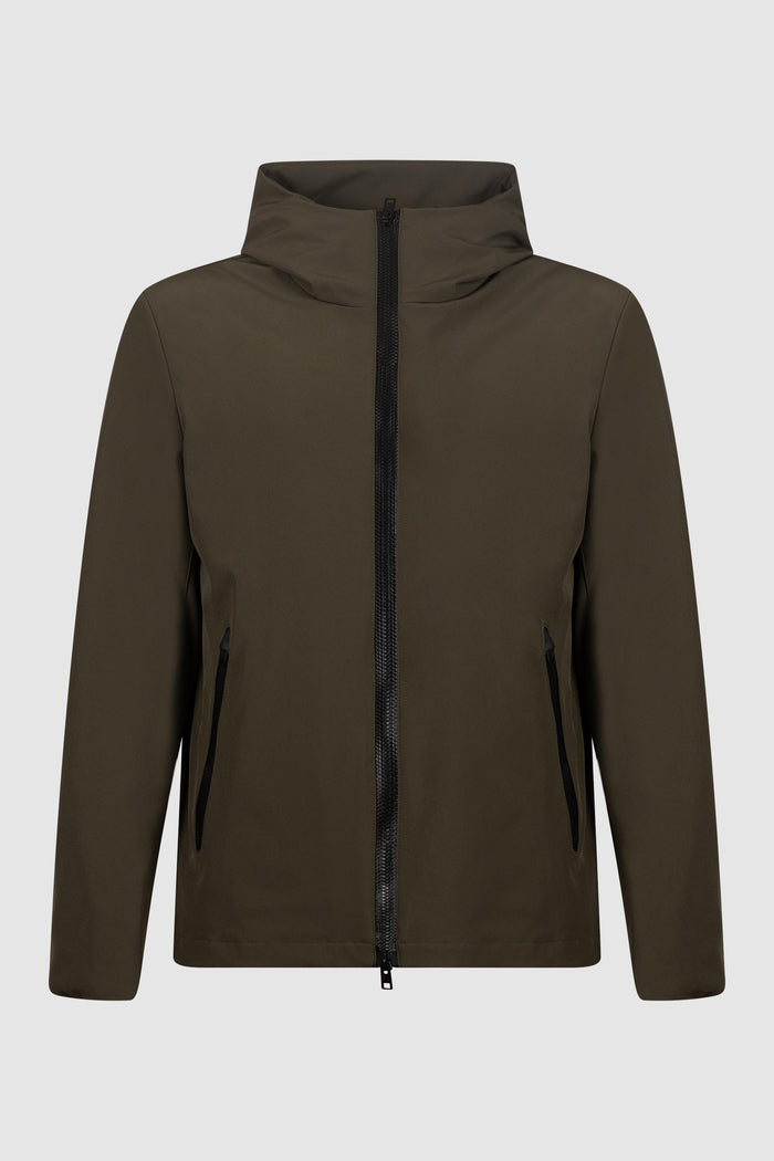 Giacca Softshell con Cappuccio Verde Militare-1