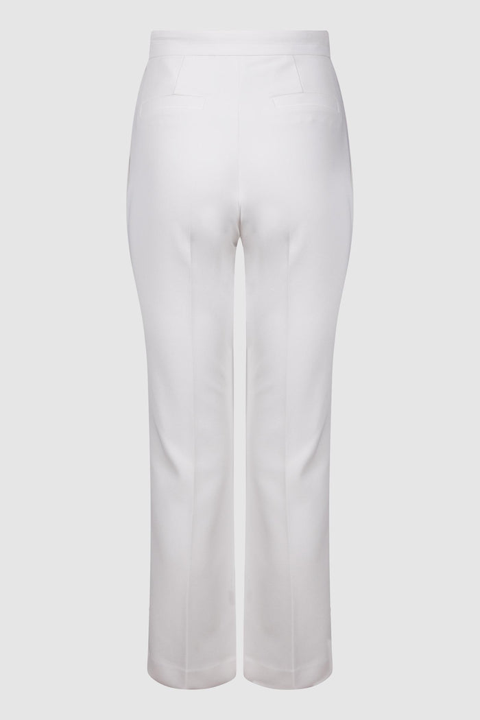 Pantaloni in doppio crêpe stretch con logo charm-2