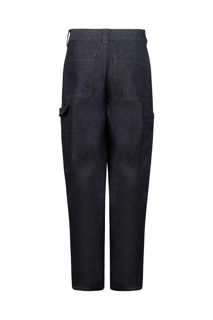 Jeans carpenter cargo in denim indaco scuro-3