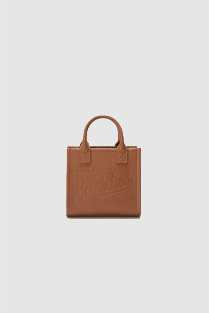 <BR/>Borsa a spalla Vanity Bag Mini in pelle martellata cammello