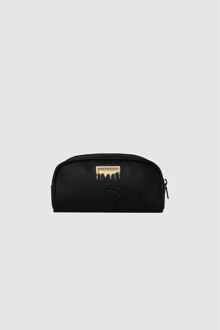 SILVER SIDE DRIP BLACK CHECK PENCIL POUCH