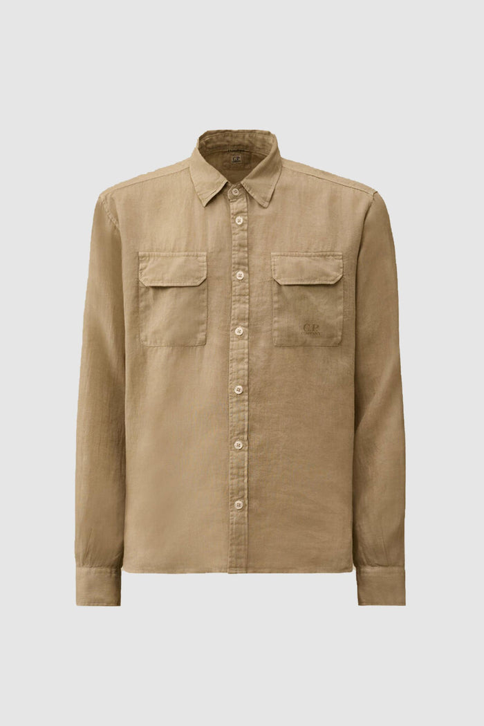 Camicia di lino a maniche lunghe con bottoni