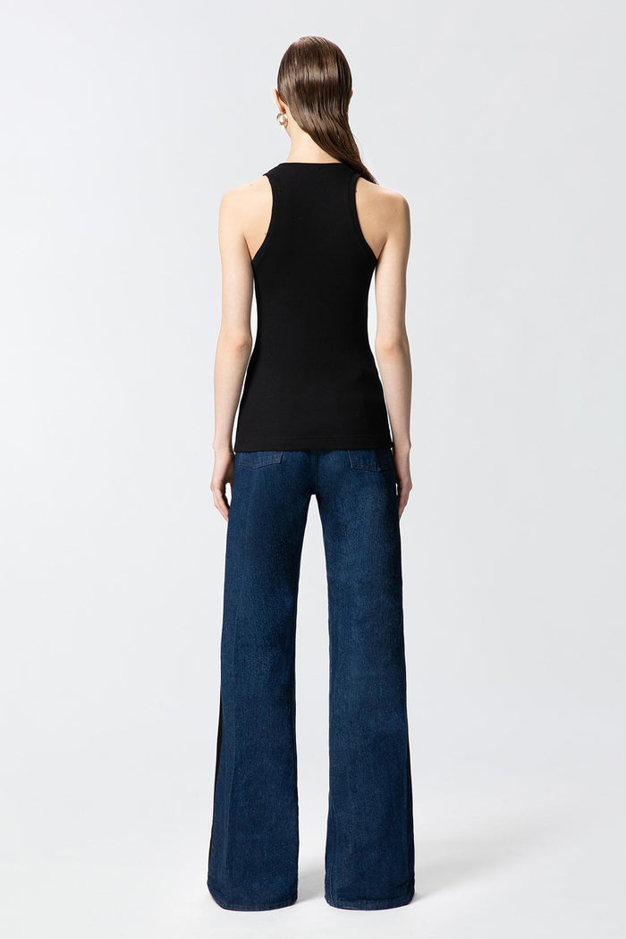 Canotta in maglia a costine con logo PINKO-6
