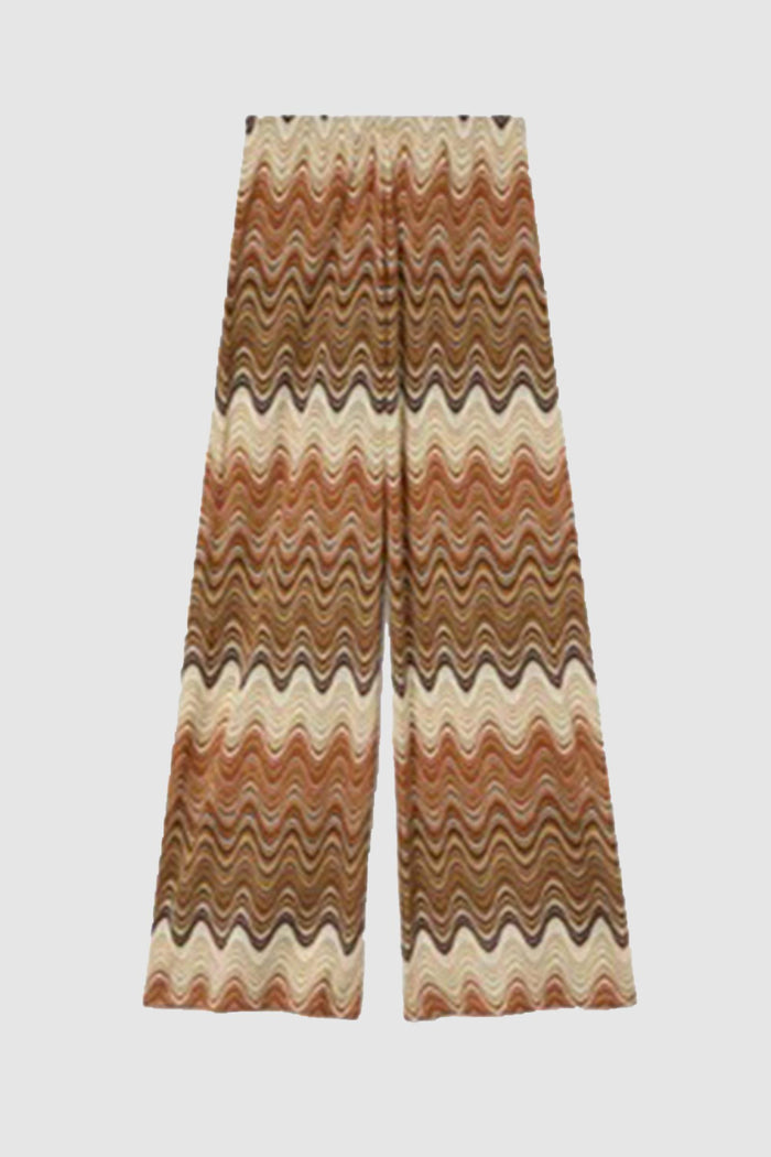 Pantalone lungo Amalia in raschel degradé marrone