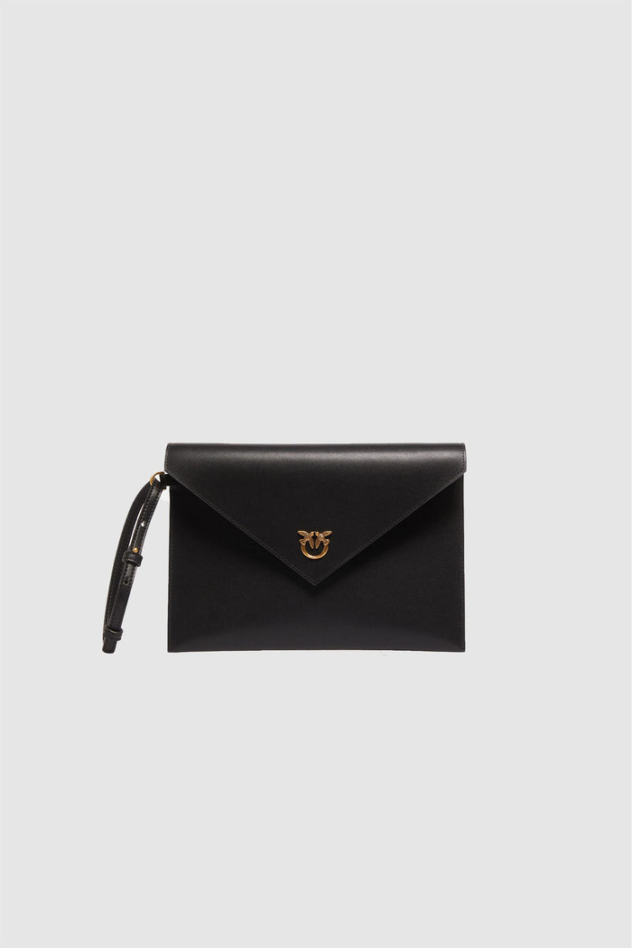 Pochette a mano in pelle con logo Love Birds