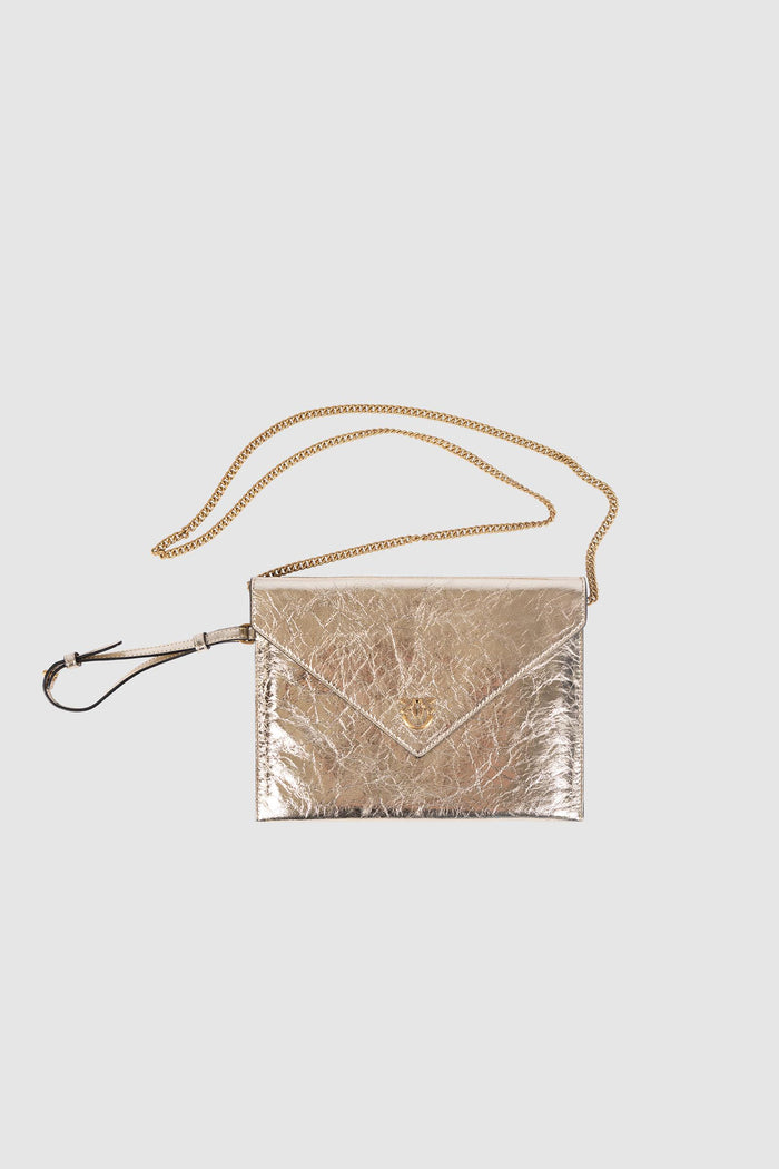 Pochette Envelope in Pelle Metallizzata Oro-3