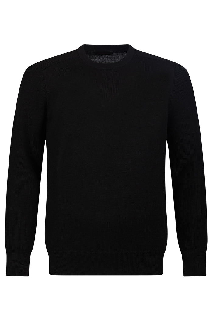 Maglione Girocollo Uomo in Maglia Fine - Nero-2