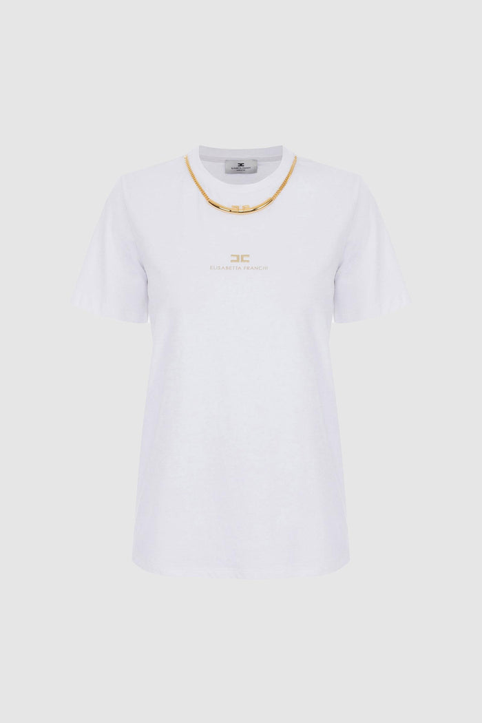 T-shirt in jersey di cotone con collana