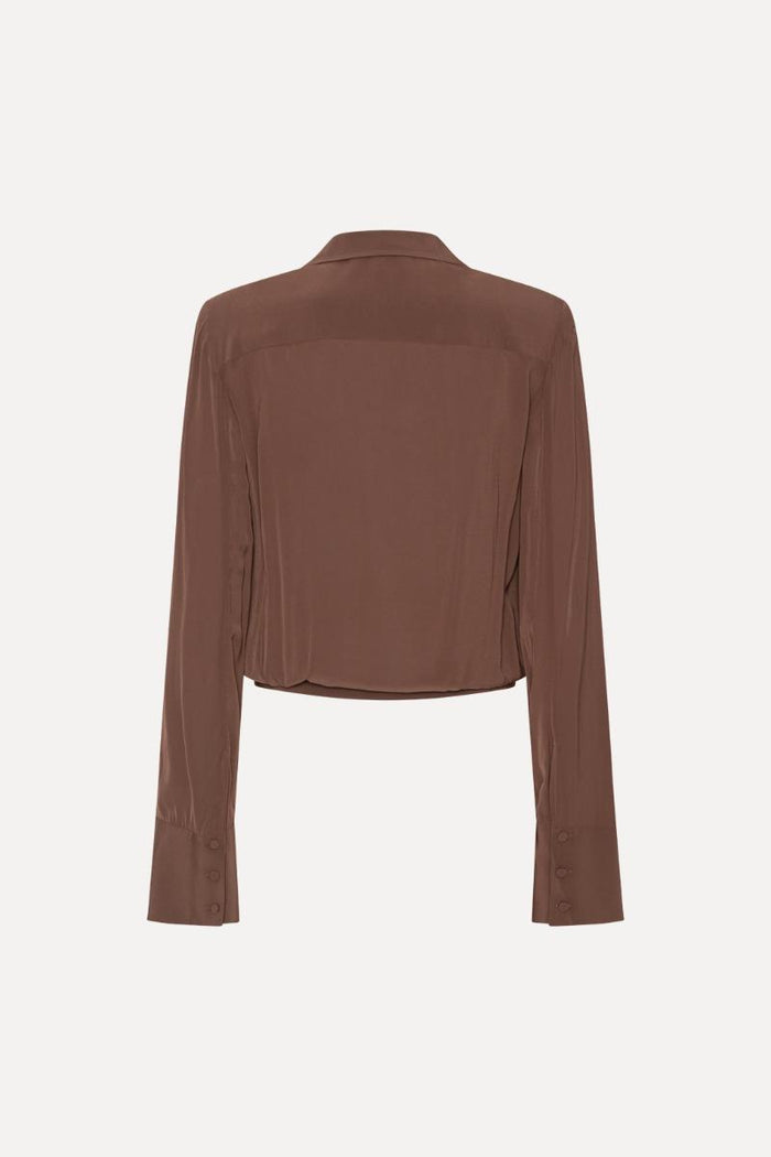 Top a pieghe marrone-2
