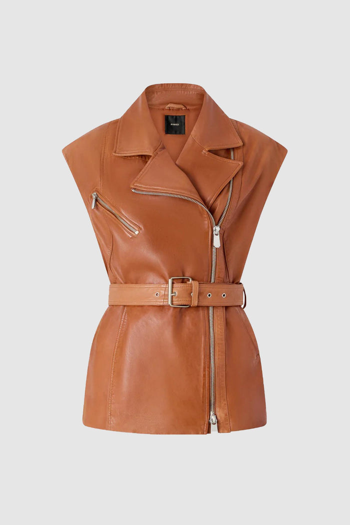 Gilet stile biker in pelle-1