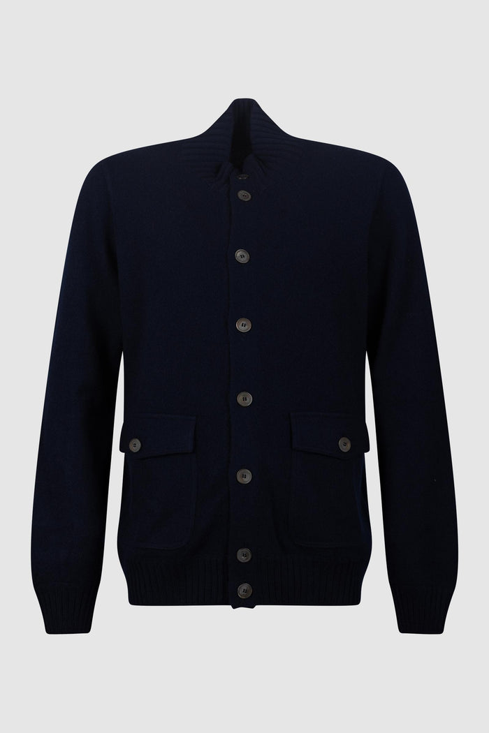 Cardigan in Lana Merino Blu Navy