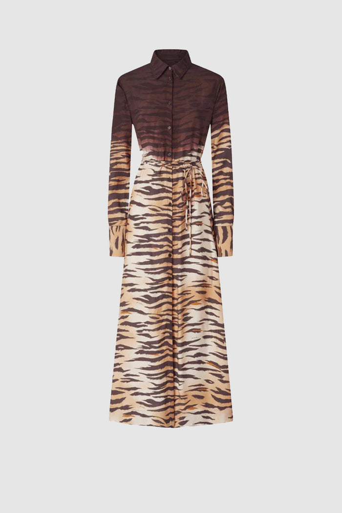 Abito chemisier lungo con stampa animalier
