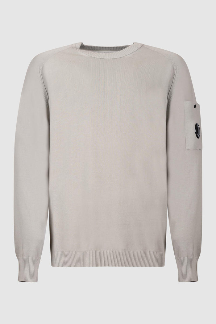 Maglione girocollo in crepe di cotone con lenti