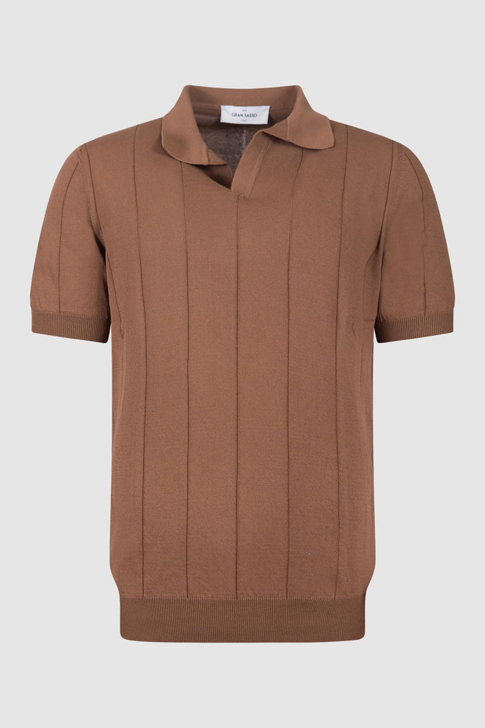 Polo in maglia jacquard a righe