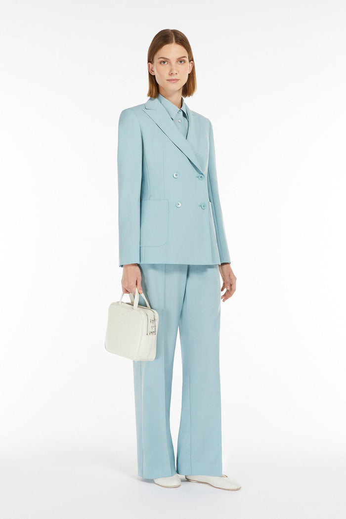 Nervoso blazer doppiopetto in tela di lana stretch-2