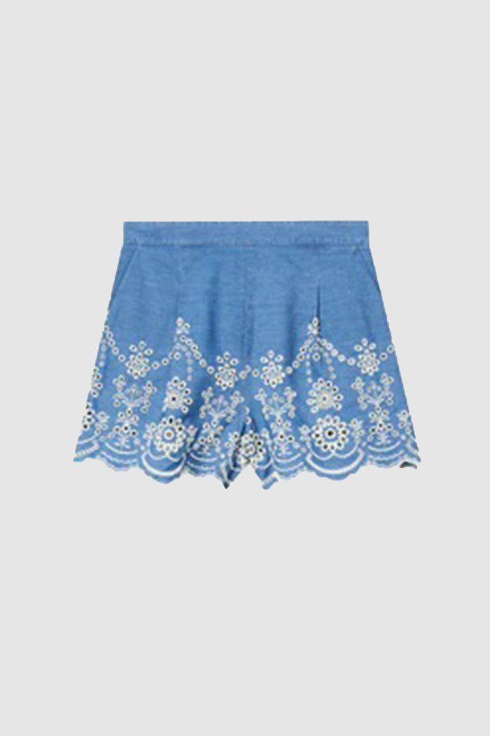 Shorts Amani in cotone con ricamo sangallo