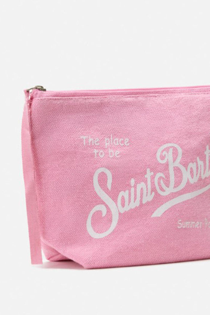 Pochette Aline in lino rosa tinta unita-2