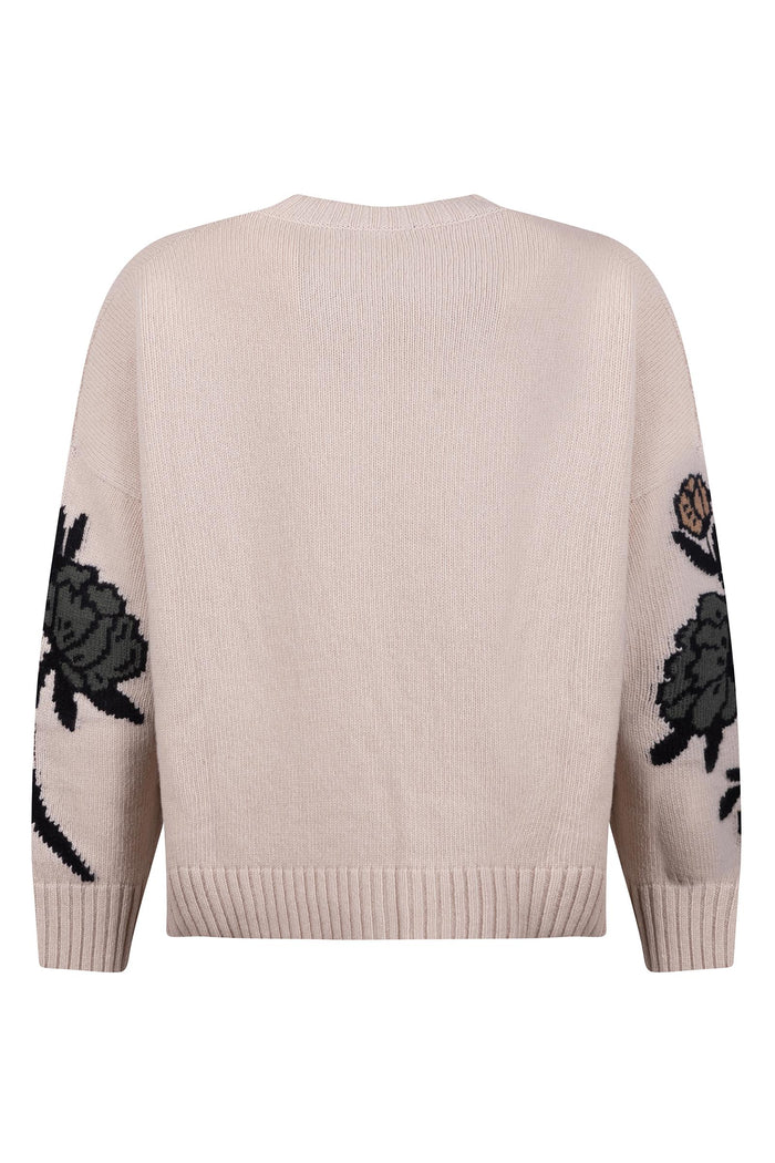 Maglia Oversize con Intarsi Floreali-3