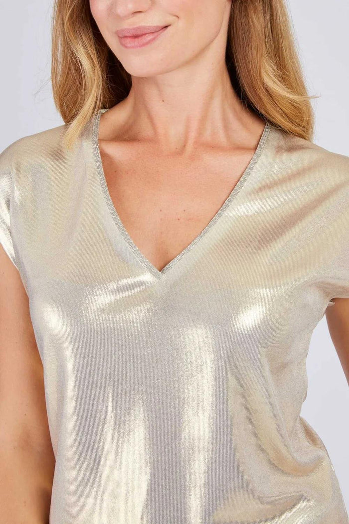 T-shirt metallizzata semplice ZELINA-5
