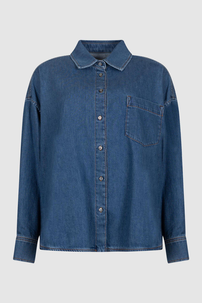 Camicia in denim di cotone - Blu-1