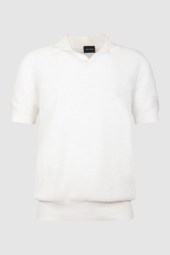 Polo in Maglia Bianco Latte