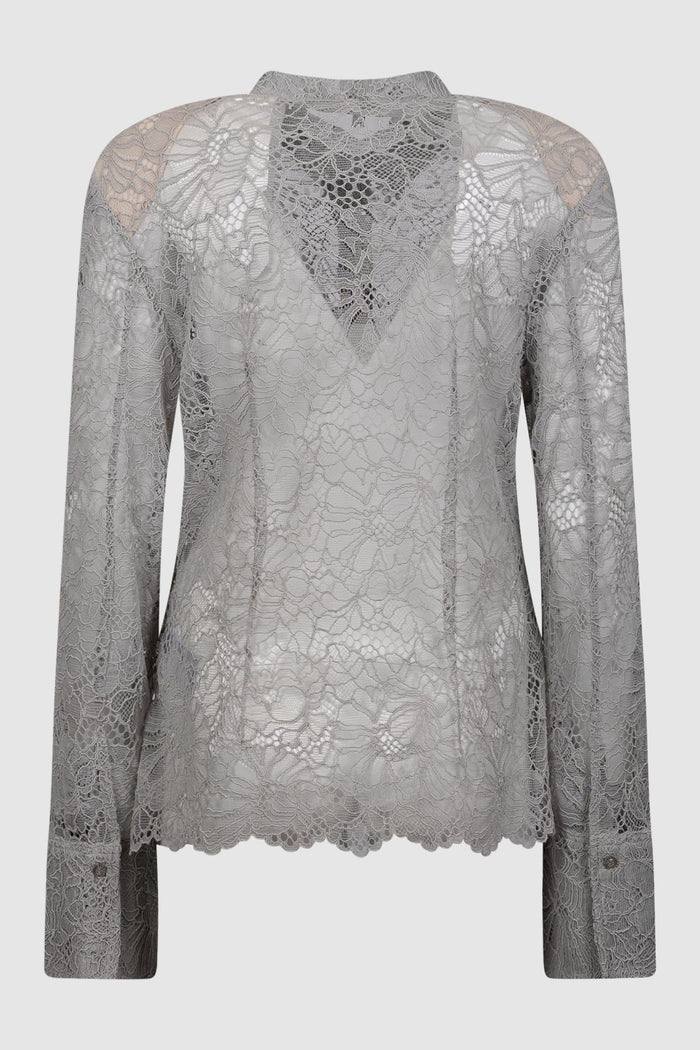 Camicia a rete floreale grigio chiaro-2