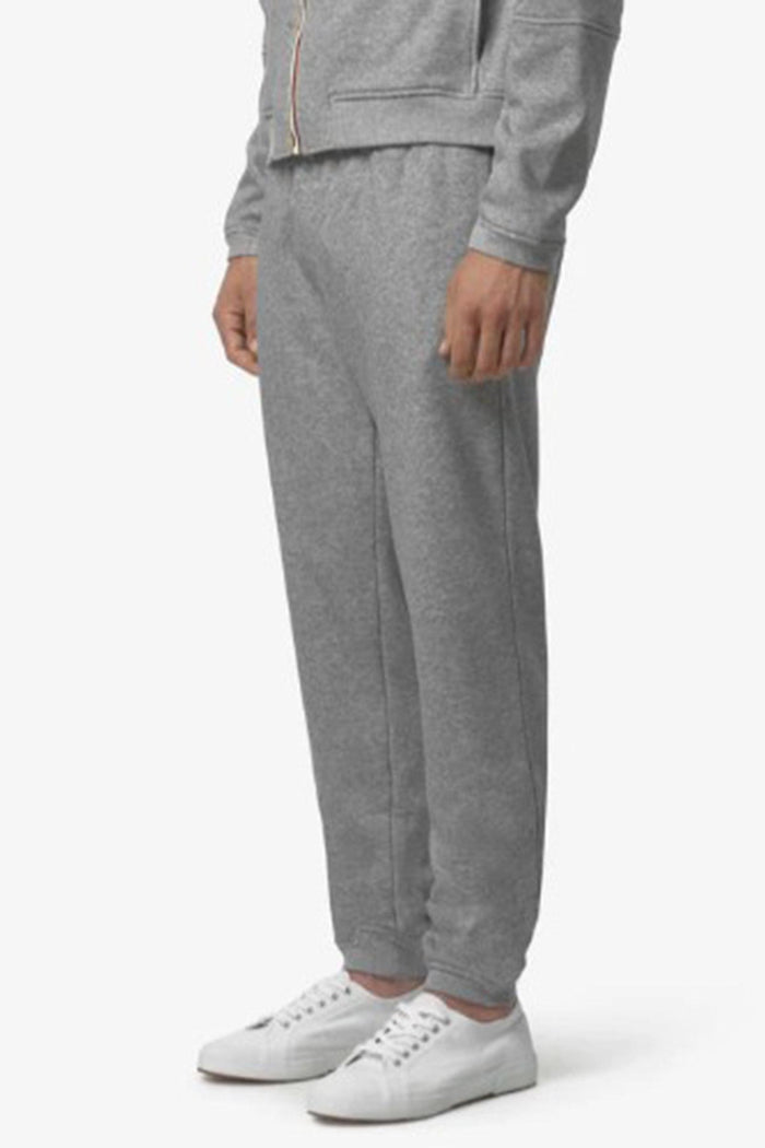 Pantaloni sportivi unisex grigi con pile di cotone spazzolato-3