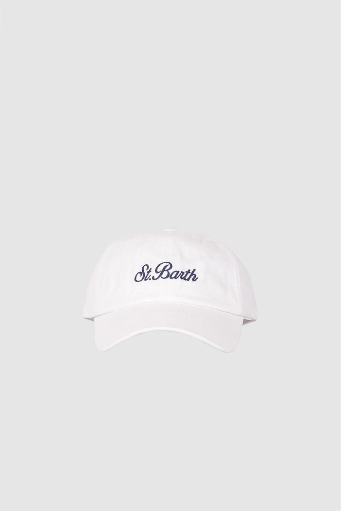 Cappellino Davis in denim bianco con ricamo Saint Barth