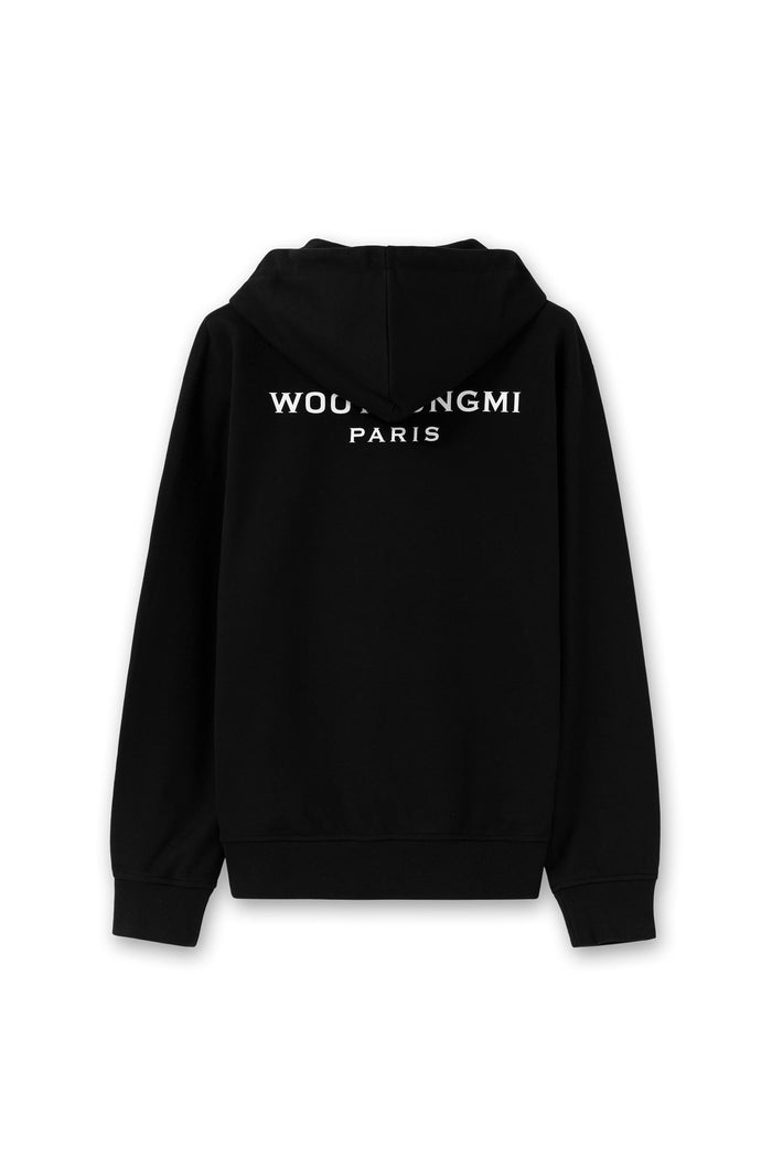 Felpa Nera con Cappuccio in Cotone - WOYOUNGMI Paris-2