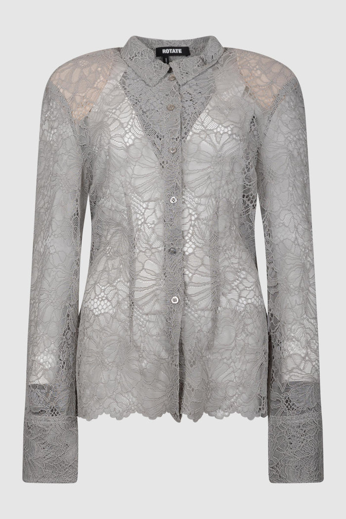 Camicia a rete floreale grigio chiaro