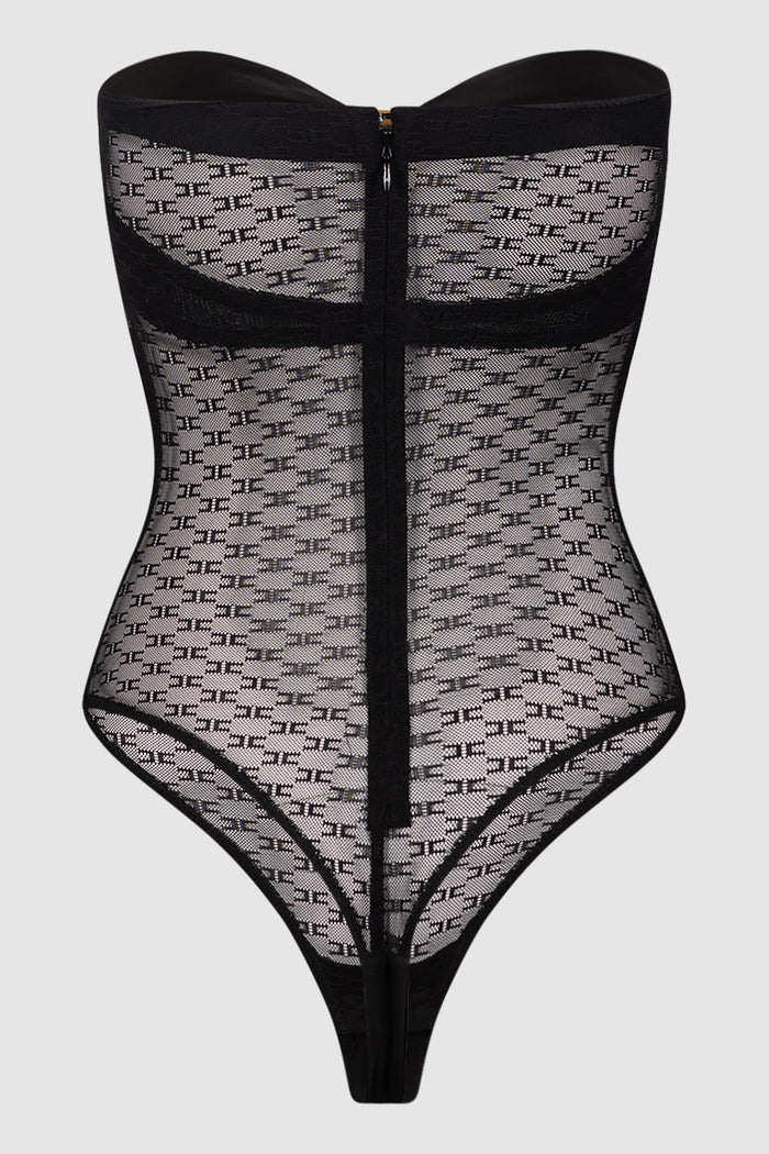 Body in tulle jacquard con monogram-2