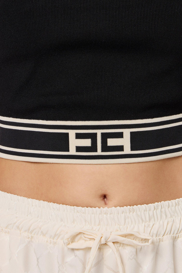 Cropped top in viscosa con bande a contrasto-2
