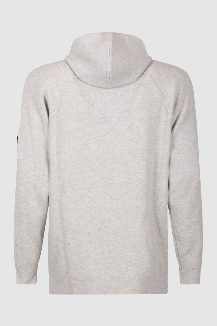 Felpa in maglia con cappuccio e zip frontale-2