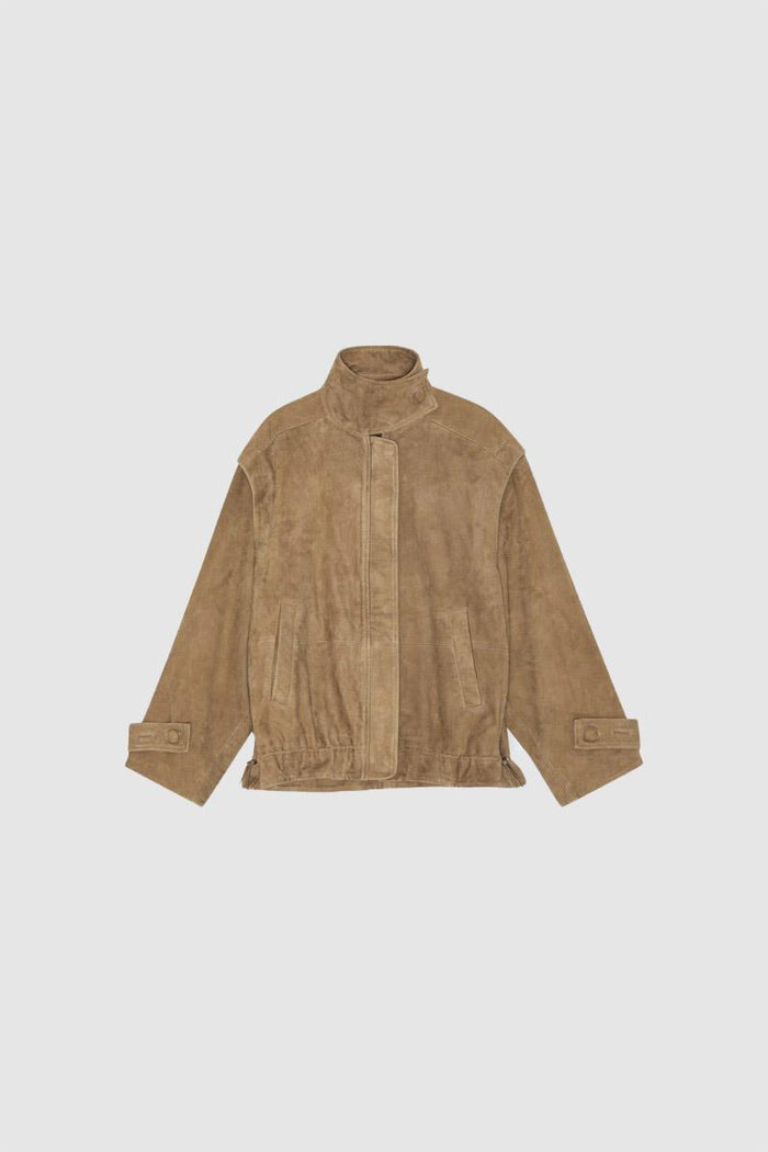 Giacca di pelle oversize marrone