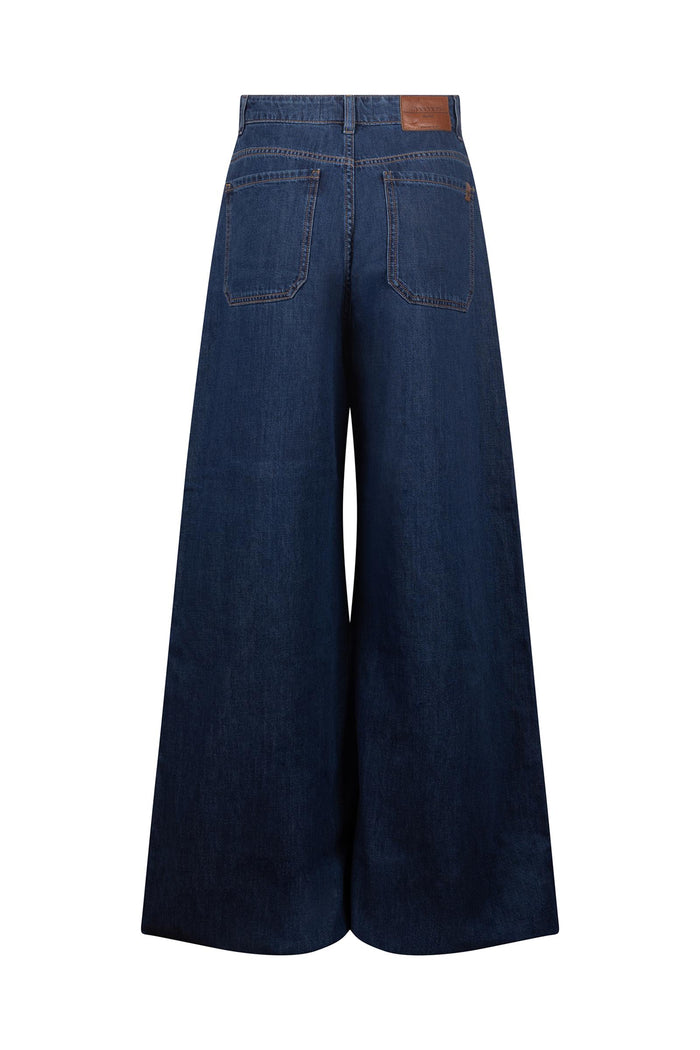 Jeans larghi in denim con logo-3