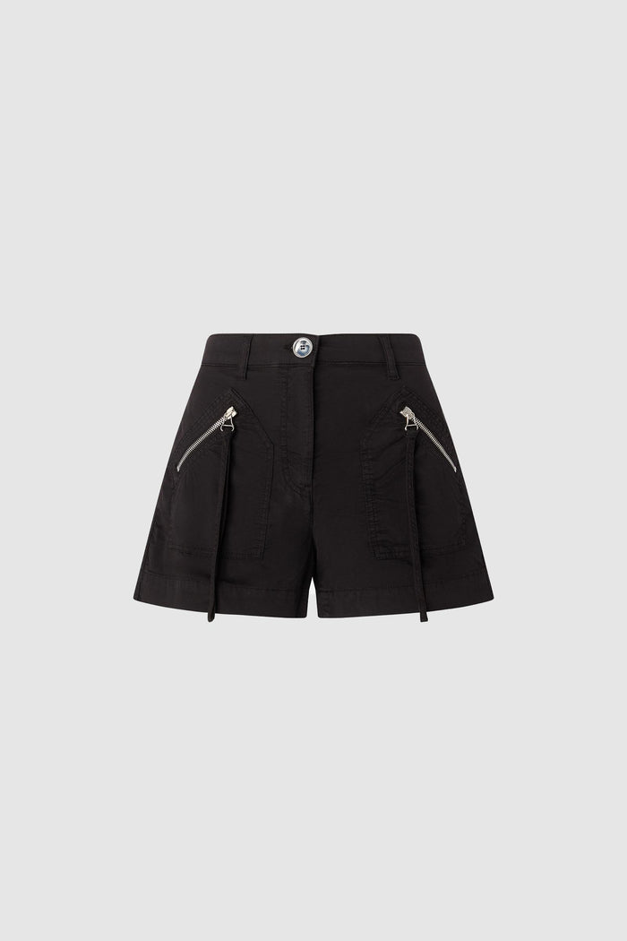 Shorts in cotone con tasche e zip