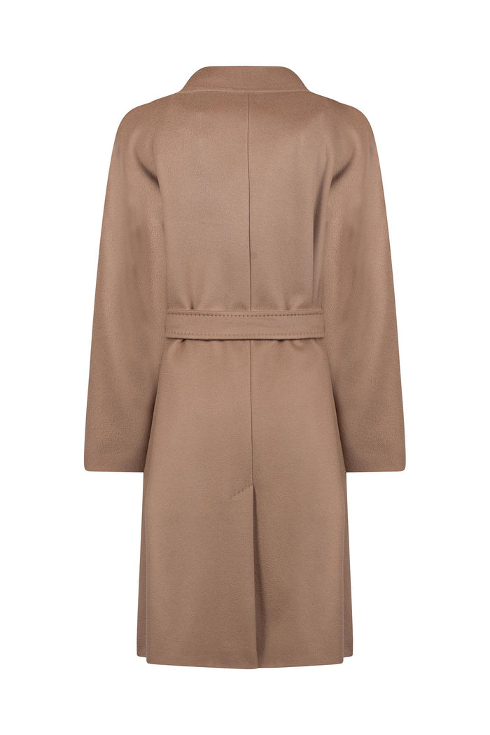 Cappotto con Cintura in Lana Color Cammello-3