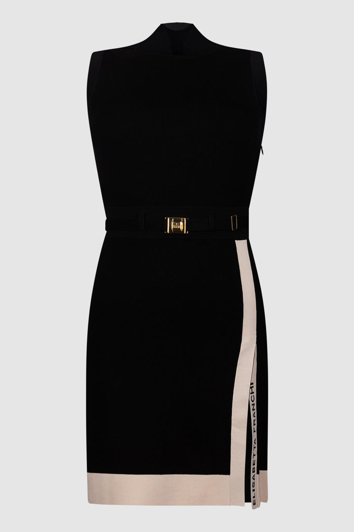 Mini abito in maglia con bande in viscosa lucida