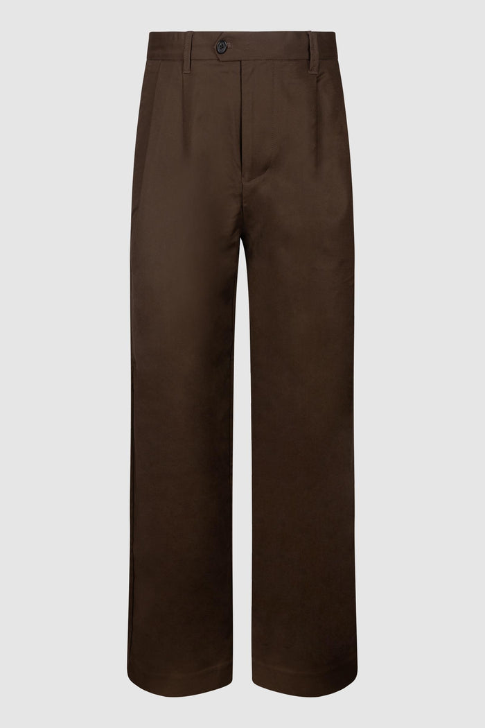 Pantaloni straight fit in cotone marrone