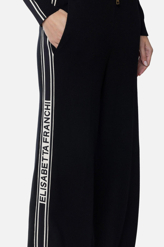 Pantaloni in viscosa con bande a contrasto-2