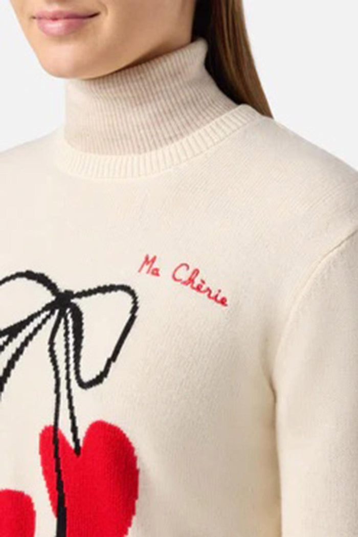 <BR/>Maglione New Queen in misto cashmere bianco con ricamo Ma cherie-4