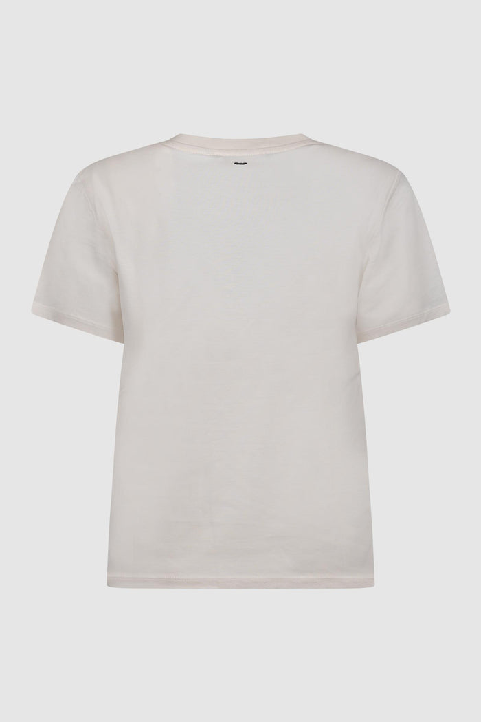 T-shirt in cotone con stampa e ricami - Bianco-2