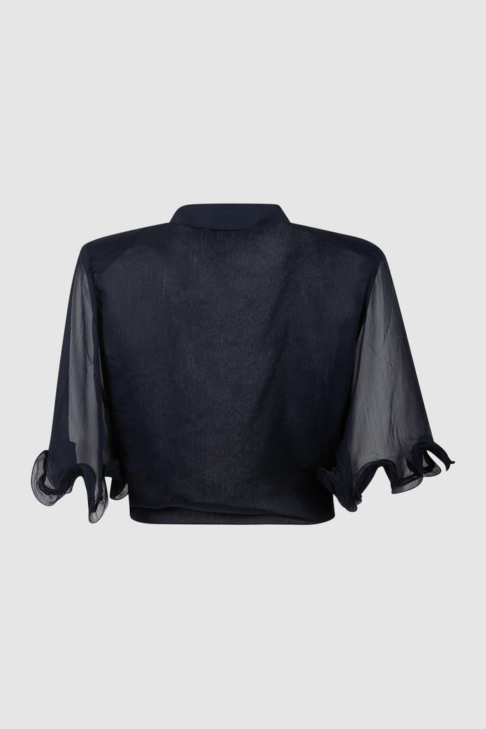 Top in chiffon annodato blu scuro-2