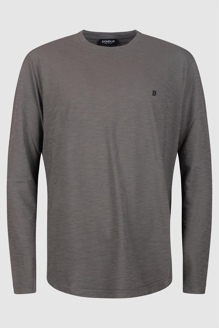 T-shirt Manica Lunga in Cotone con Logo Ricamato-1