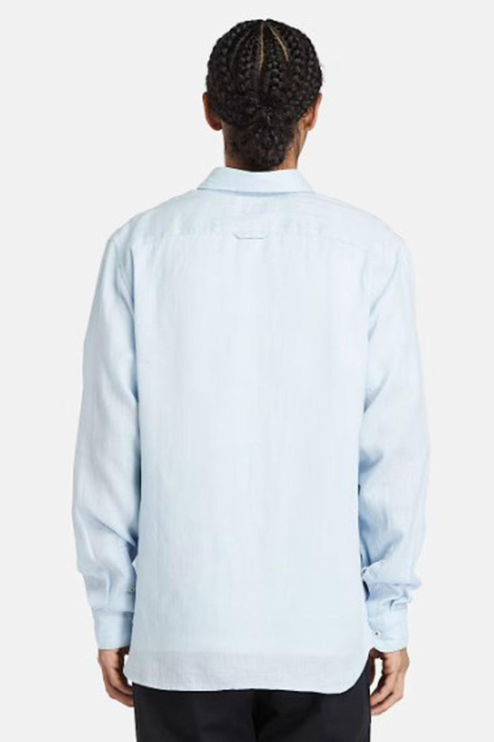 Camicia in Lino Mill Brook da Uomo in blu chiaro<BR/>-3