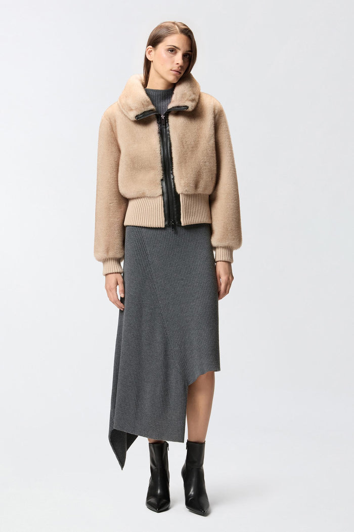 Bomber in tessuto effetto pelliccia-6