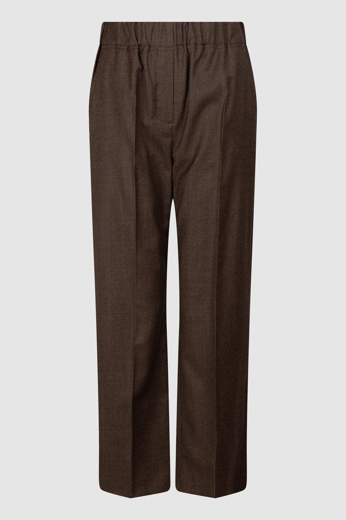 Pantaloni in lana fantasia micro-check