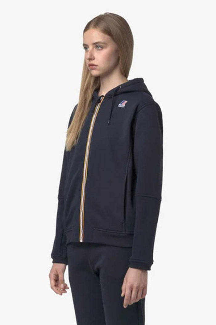 Felpa con cappuccio unisex blu con cerniera intera in pile per attività all'aperto-4