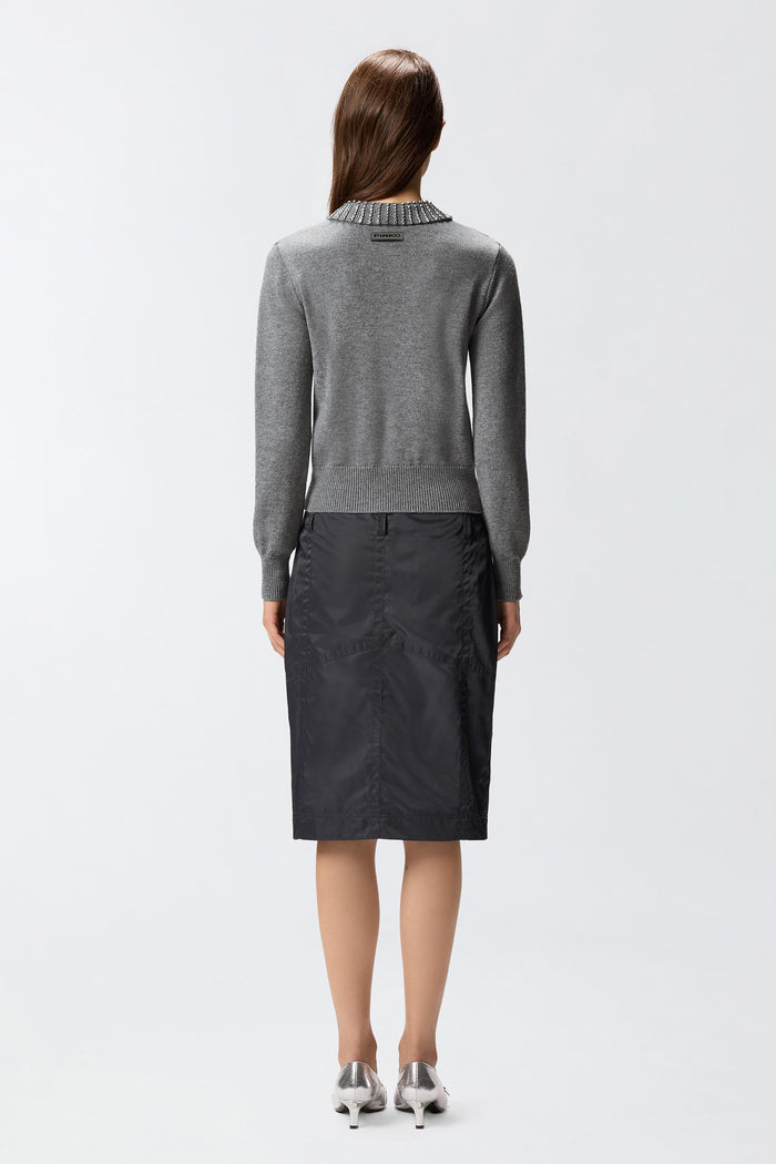 Maglia con colletto e strass-6
