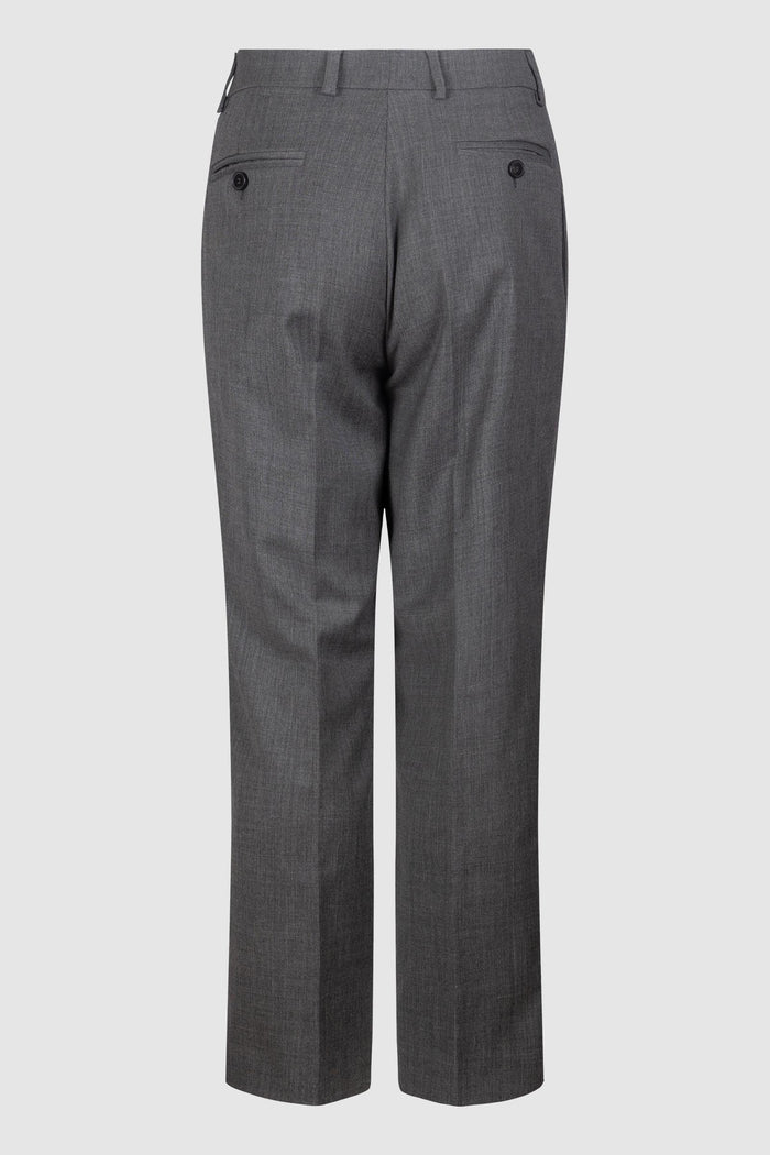 Pantaloni Classici a Vita Alta in Lana Grigio-2